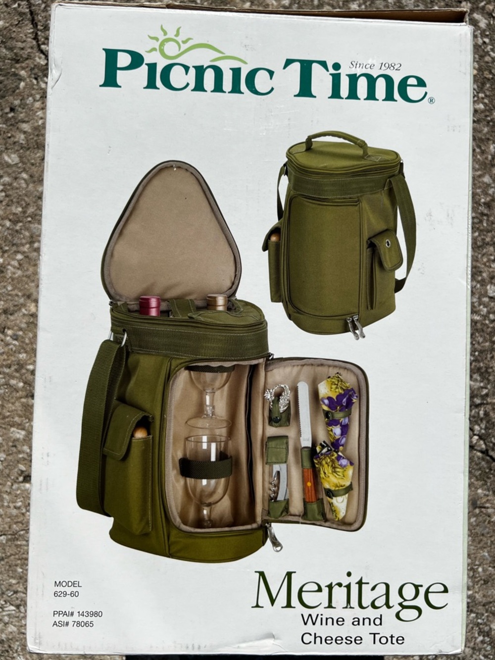 Picnic Time Meritage Red clay color with  Wine and Cheese Tote
